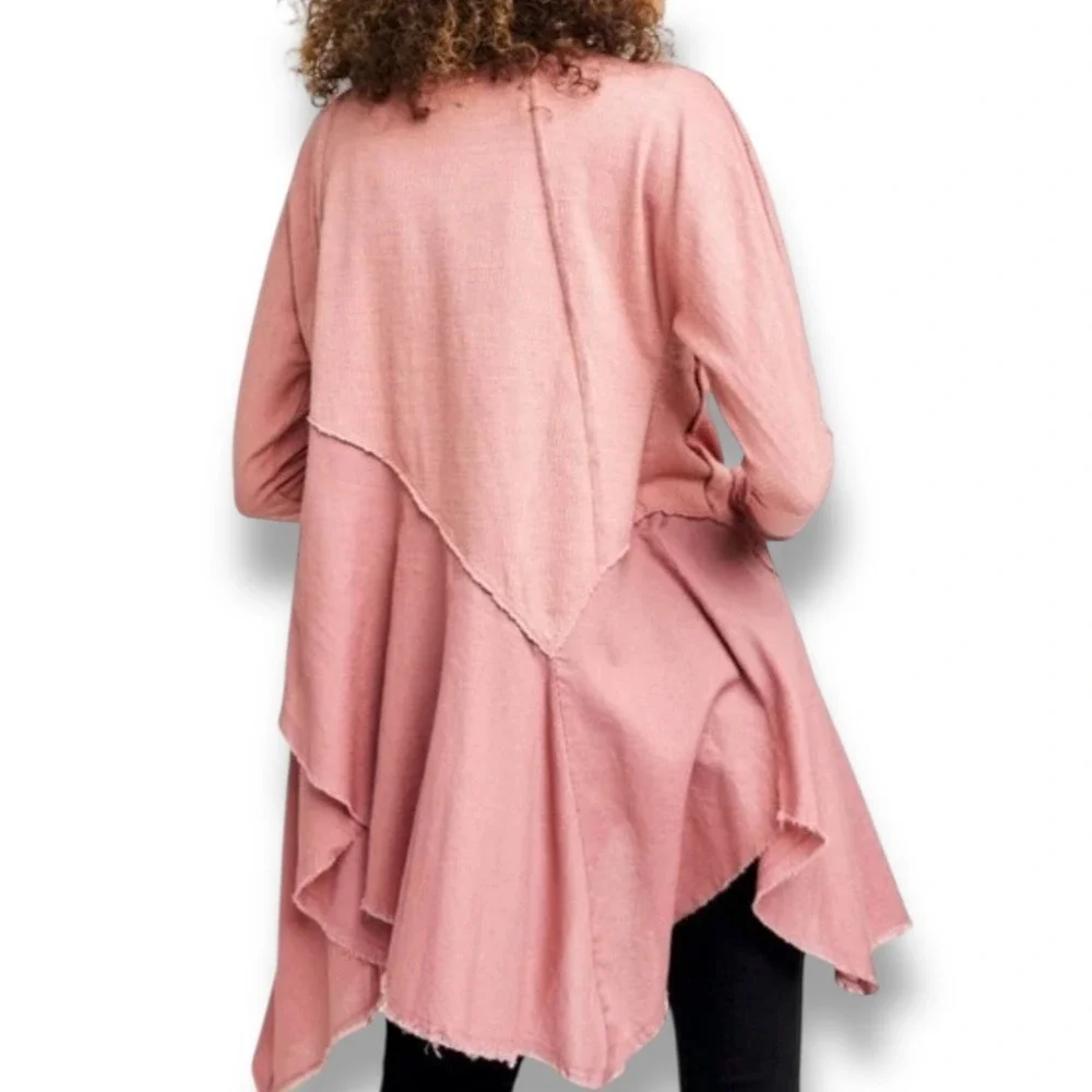 We The Free Coming In Hot Long Sleeve Tunic Trapeze Hem V Neck Oversized Size S - Picture 10 of 13